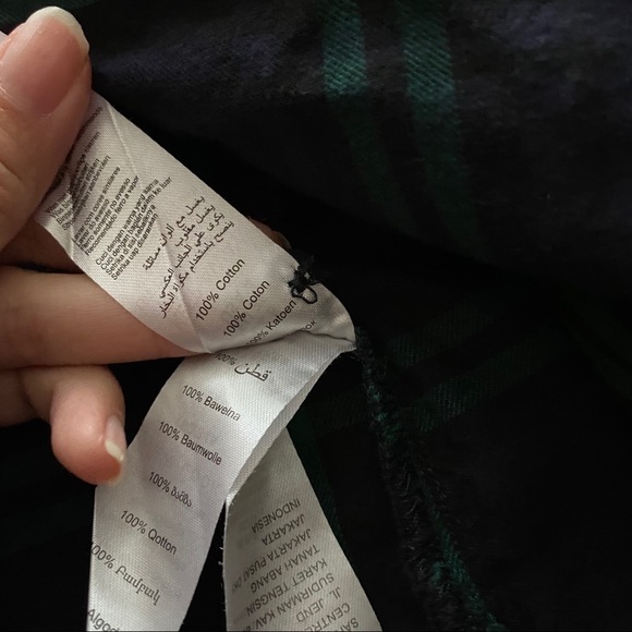 NEW LOOK Navy Green Plaid Flannel Shirt Button Up - Picture 6 of 6